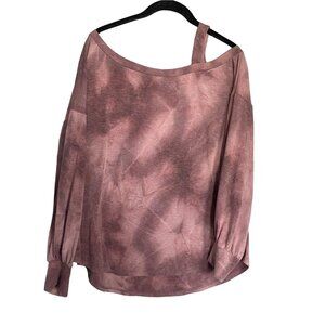 Womens Boutique Cold Shoulder Tie-Dye Sweatshirt-Purple-Size M-Fair
